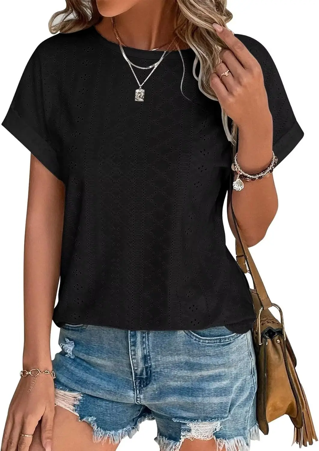 Women Casual T-Shirt Curved Hem Summer Spring 2025 — feature 34