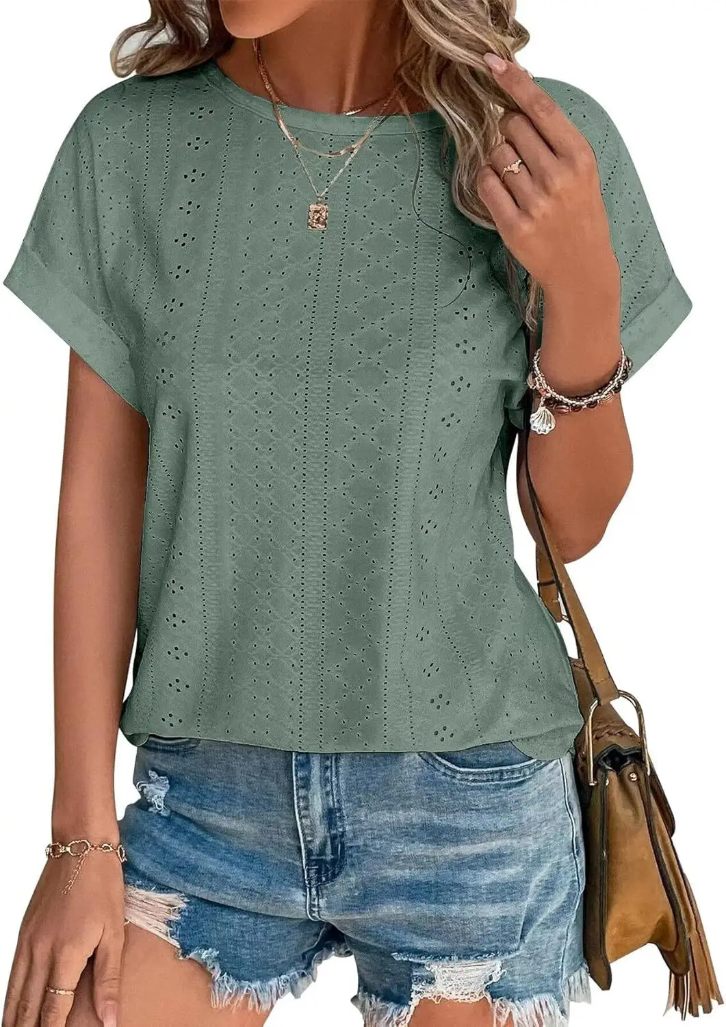 Women Casual T-Shirt Curved Hem Summer Spring 2025 — feature 44