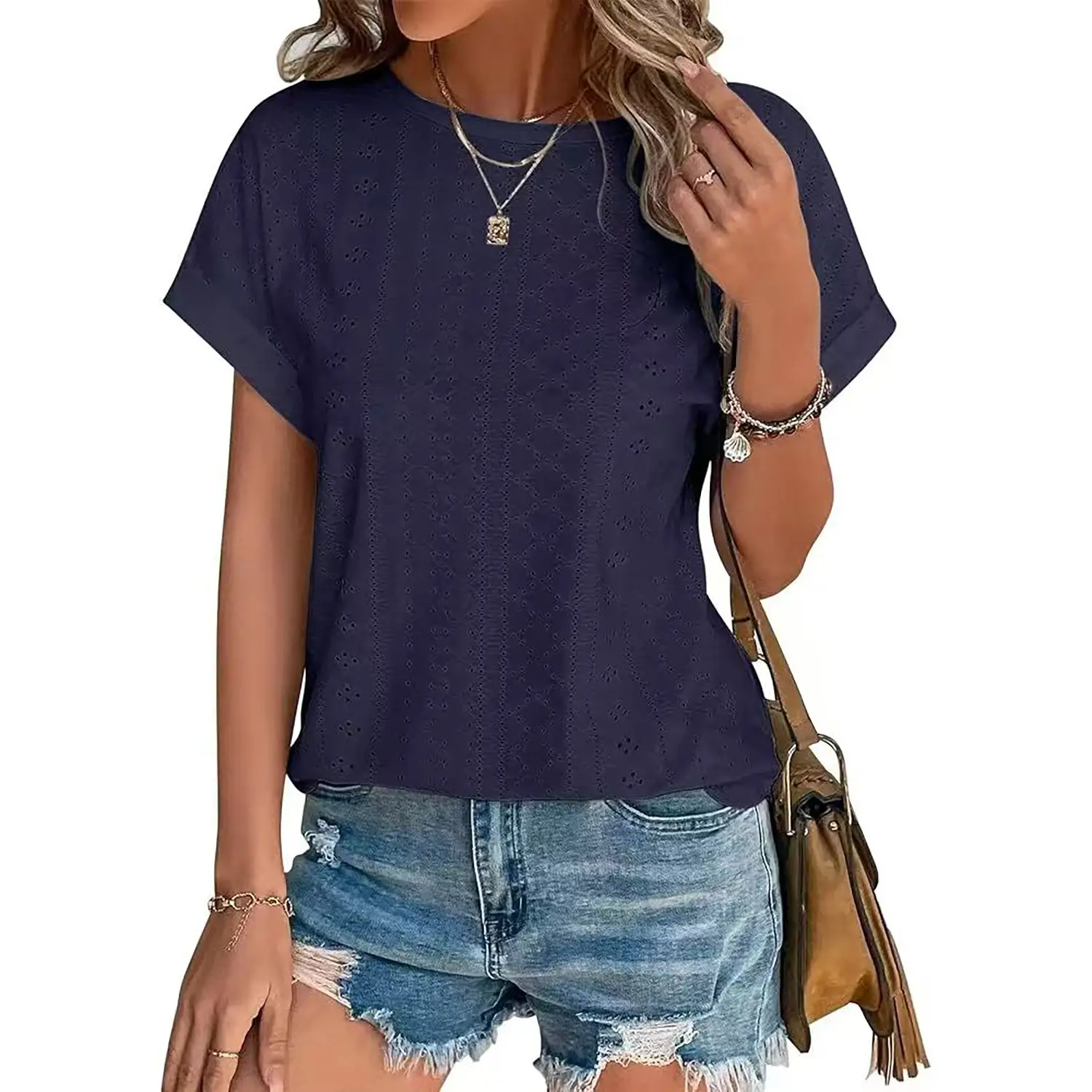 Women Casual T-Shirt Curved Hem Summer Spring 2025 - Image 13