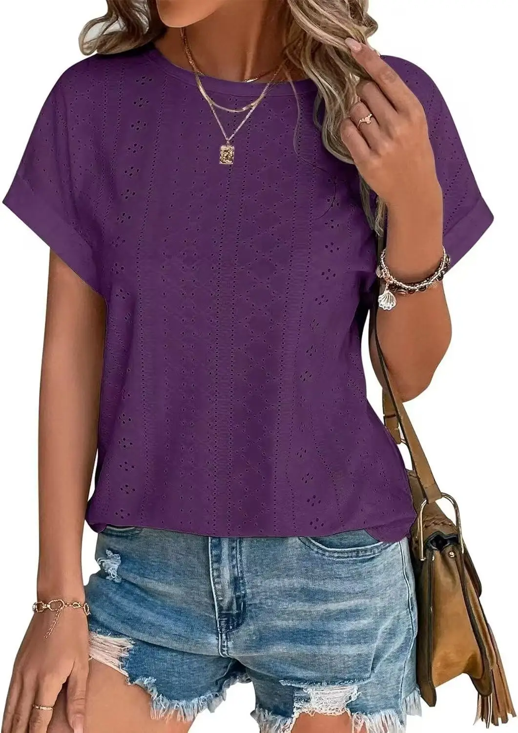 Women Casual T-Shirt Curved Hem Summer Spring 2025 - Image 14