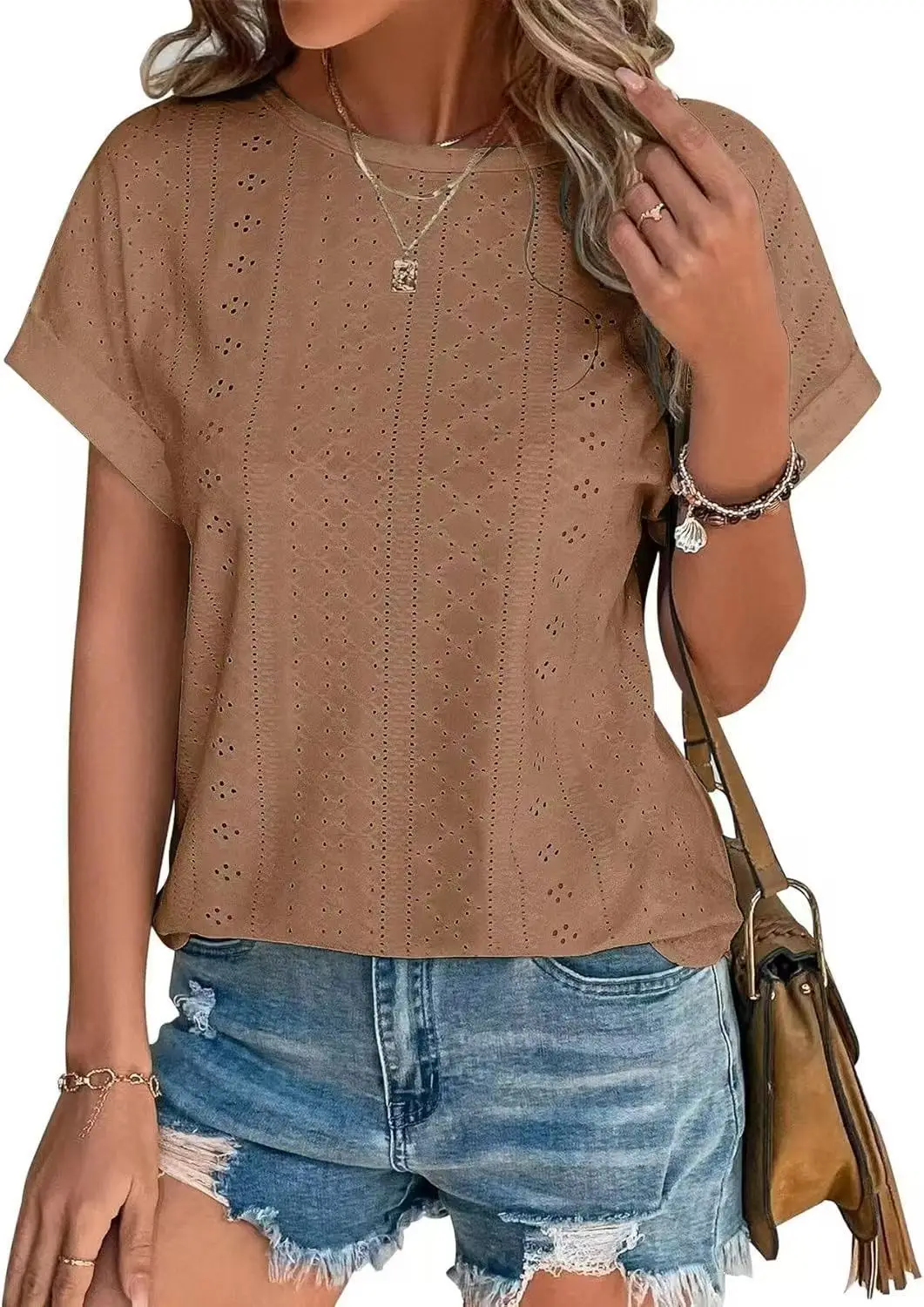 Women Casual T-Shirt Curved Hem Summer Spring 2025 - Image 15