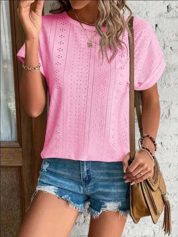 Women Casual T-Shirt Curved Hem Summer Spring 2025 - Image 18