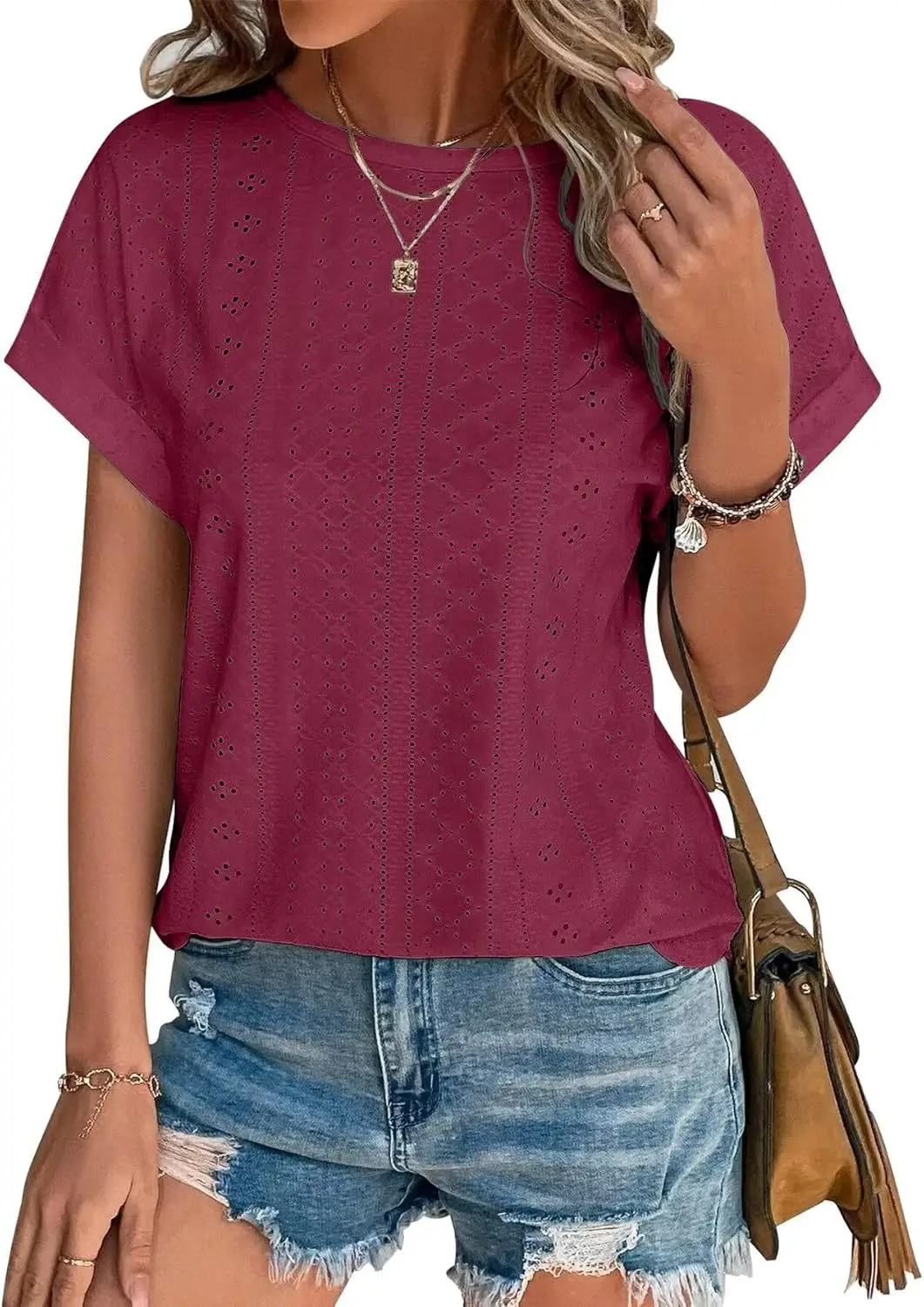 Women Casual T-Shirt Curved Hem Summer Spring 2025 - Image 8