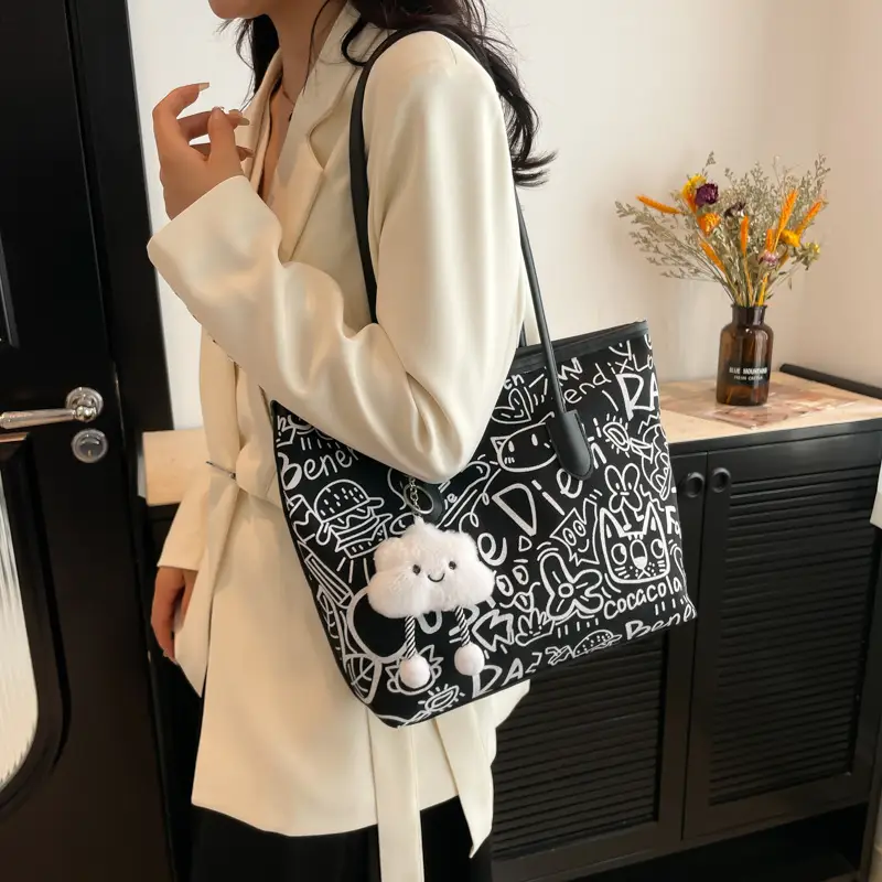 Women Graffiti Canvas Shoulder Bag 2024 New - Image 5