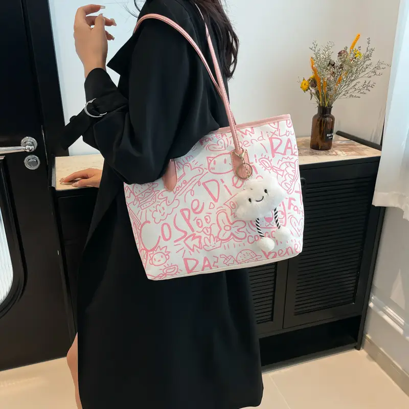 Women Graffiti Canvas Shoulder Bag 2024 New - Image 7