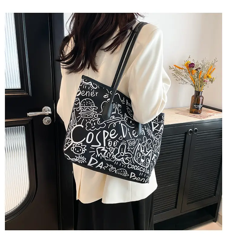 Women Graffiti Canvas Shoulder Bag 2024 New — feature 14