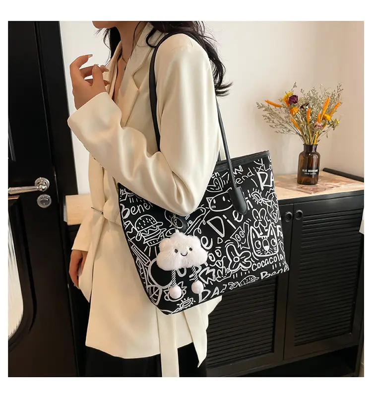 Women Graffiti Canvas Shoulder Bag 2024 New — feature 15
