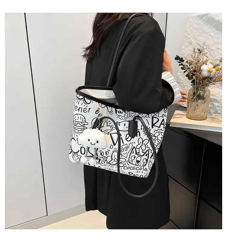 Women Graffiti Canvas Shoulder Bag 2024 New — feature 17