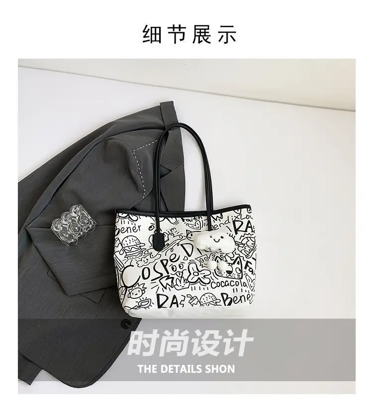 Women Graffiti Canvas Shoulder Bag 2024 New — feature 4