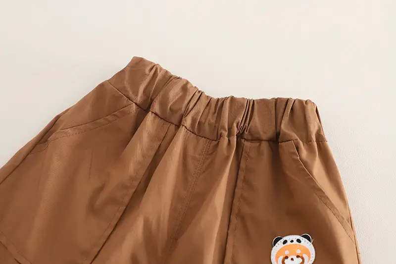 Boys 2025 Summer T-Shirt Shorts Set White Brown — feature 19