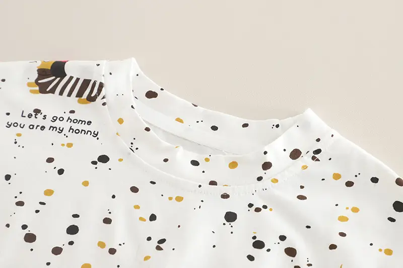 Boys 2025 Summer T-Shirt Shorts Set White Brown — feature 9
