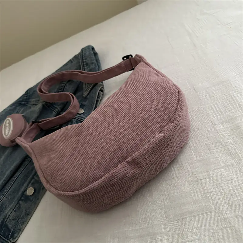 Women's Pink Corduroy Shoulder Crossbody Bag - Image 10