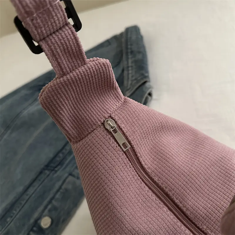 Women's Pink Corduroy Shoulder Crossbody Bag - Image 11