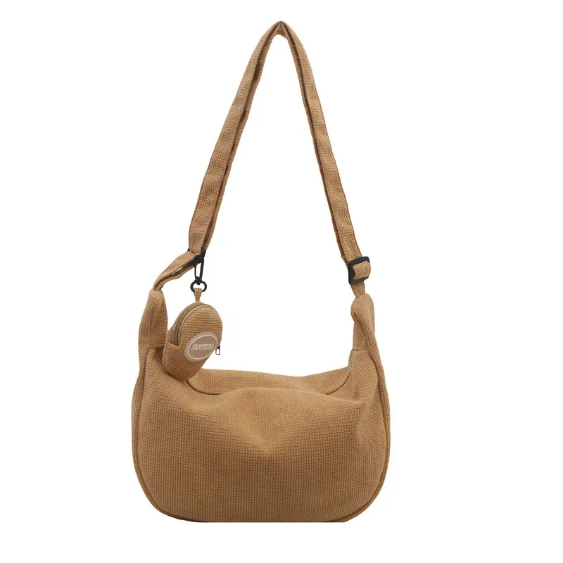 Women's Pink Corduroy Shoulder Crossbody Bag - Image 3