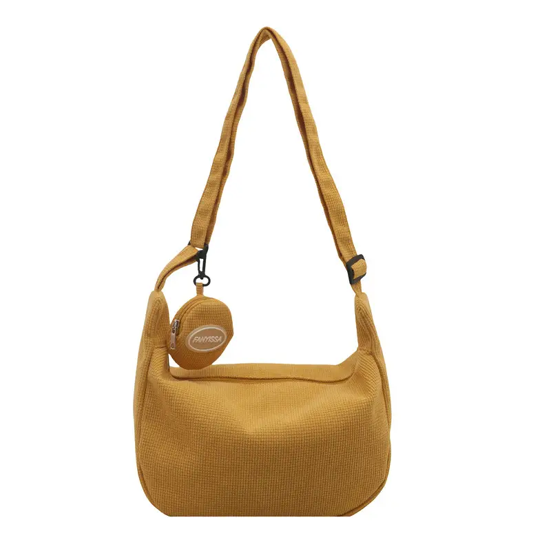 Women's Pink Corduroy Shoulder Crossbody Bag - Image 4