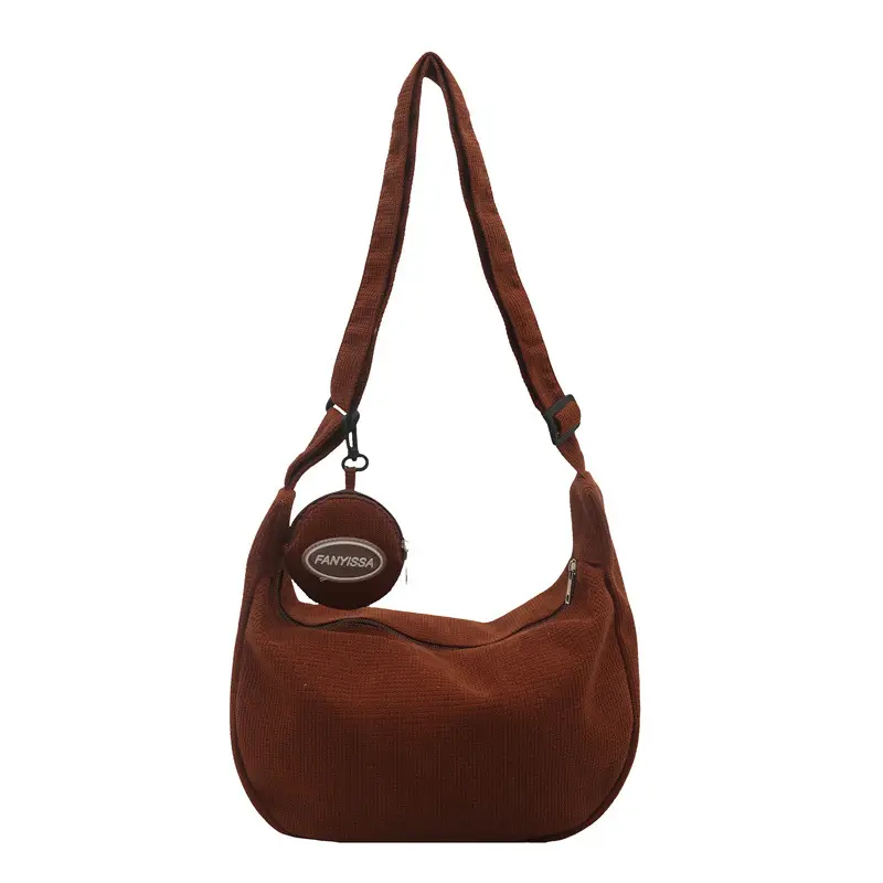 Women's Pink Corduroy Shoulder Crossbody Bag - Image 6