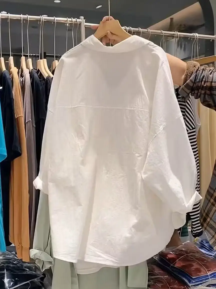 White Shirt Women's Mid-length Top Light Mature French Niche 2025 New Spring Loose Lazy Style Coat Shirt