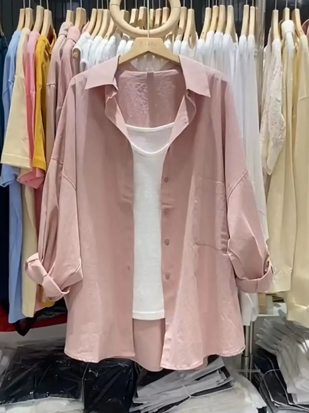 White Shirt Women's Mid-length Top Light Mature French Niche 2025 New Spring Loose Lazy Style Coat Shirt — feature 3