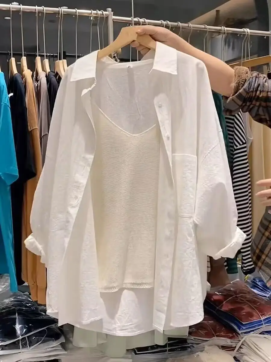 White Shirt Women's Mid-length Top Light Mature French Niche 2025 New Spring Loose Lazy Style Coat Shirt — feature 6