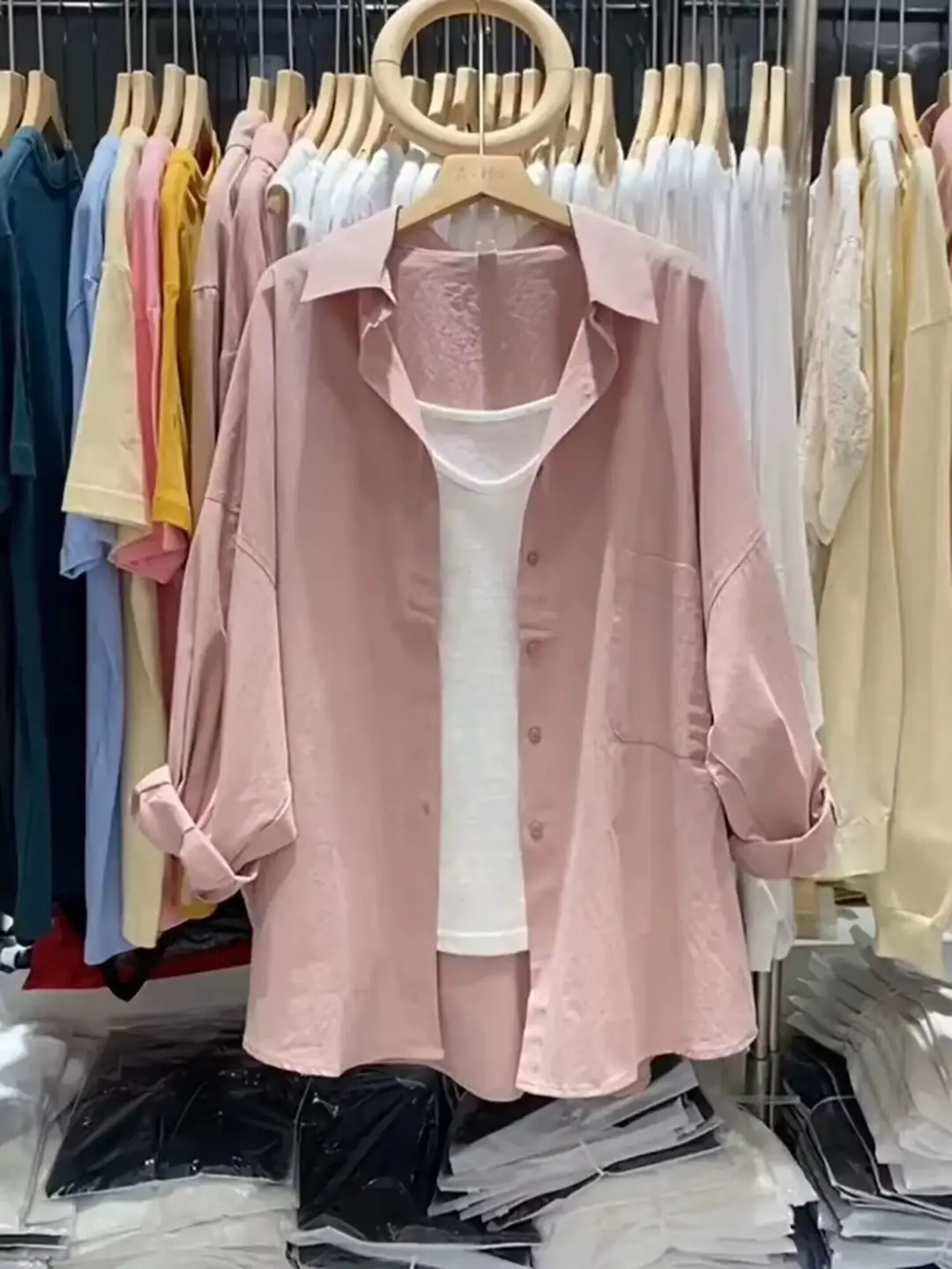 White Shirt Women's Mid-length Top Light Mature French Niche 2025 New Spring Loose Lazy Style Coat Shirt — feature 7