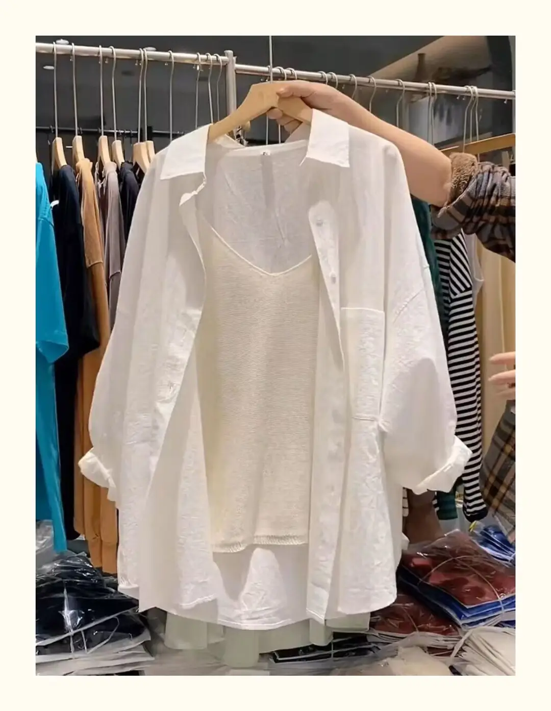 White Shirt Women's Mid-length Top Light Mature French Niche 2025 New Spring Loose Lazy Style Coat Shirt — feature 9