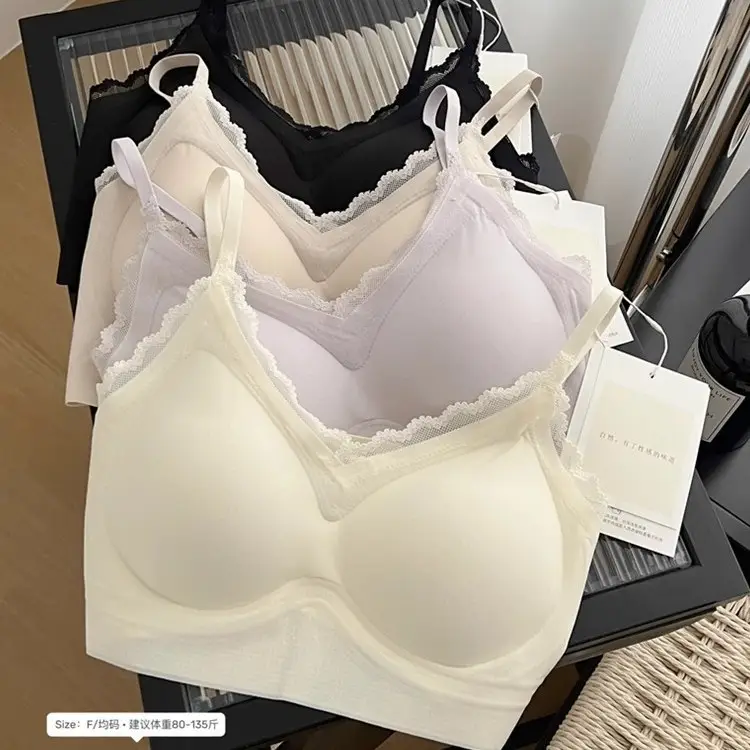 White Lace Push-Up Bra for Women, Ice-Feel, Big Breasts, Small Push-Up