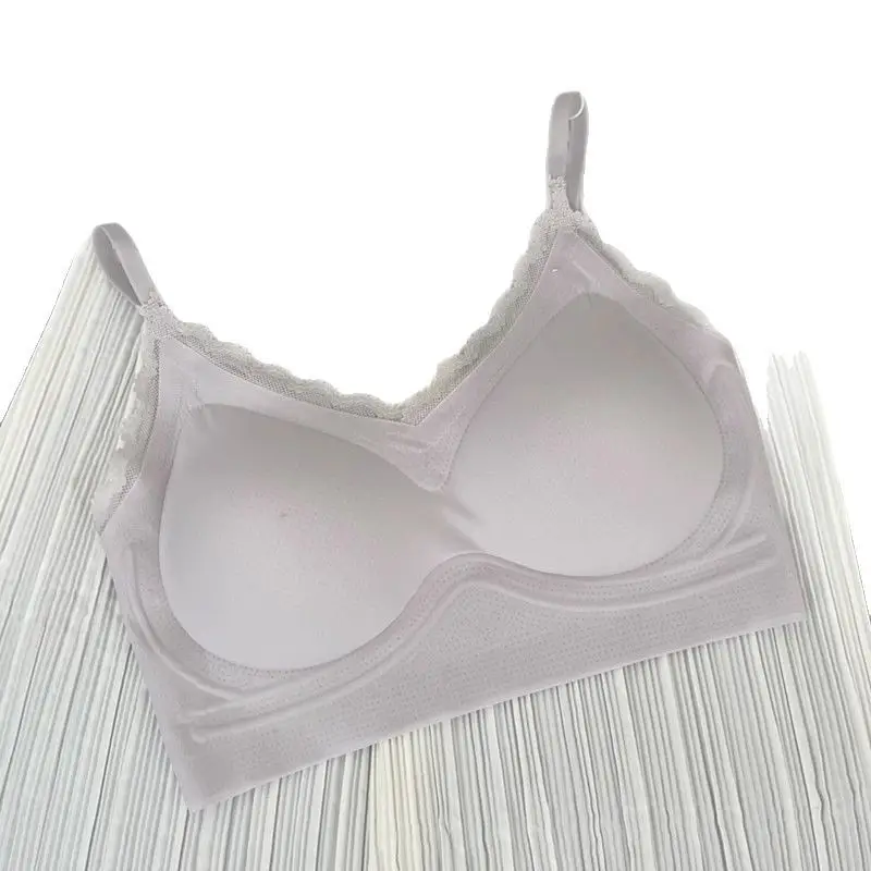 White Lace Push-Up Bra for Women, Ice-Feel, Big Breasts, Small Push-Up
