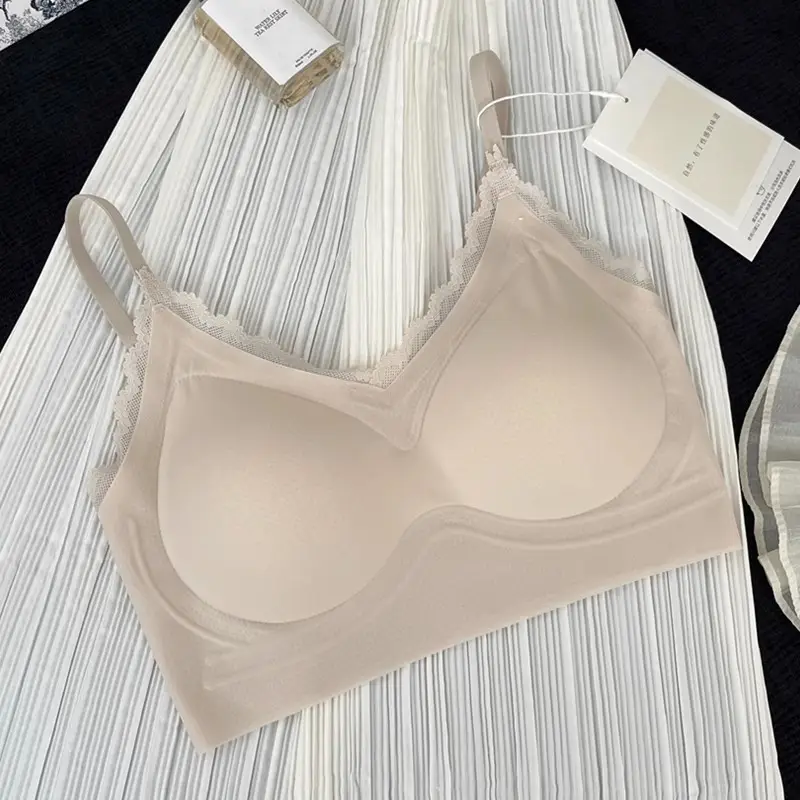 White Lace Push-Up Bra for Women, Ice-Feel, Big Breasts, Small Push-Up