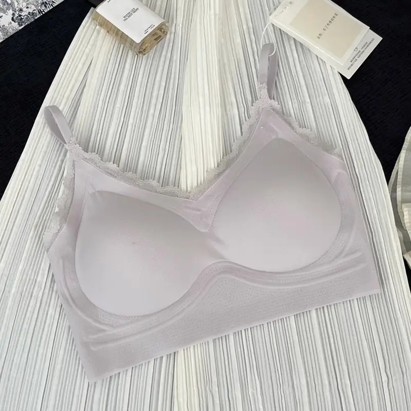 White Lace Push-Up Bra for Women, Ice-Feel, Big Breasts, Small Push-Up
