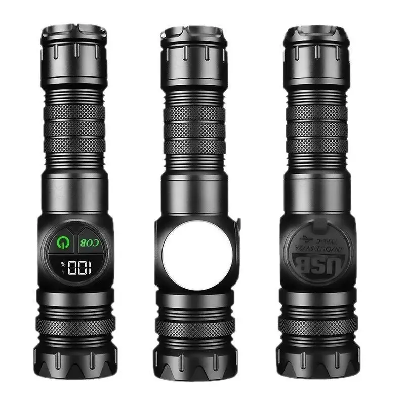 High Power Telescopic Flashlight with Laser & Type-C Charging