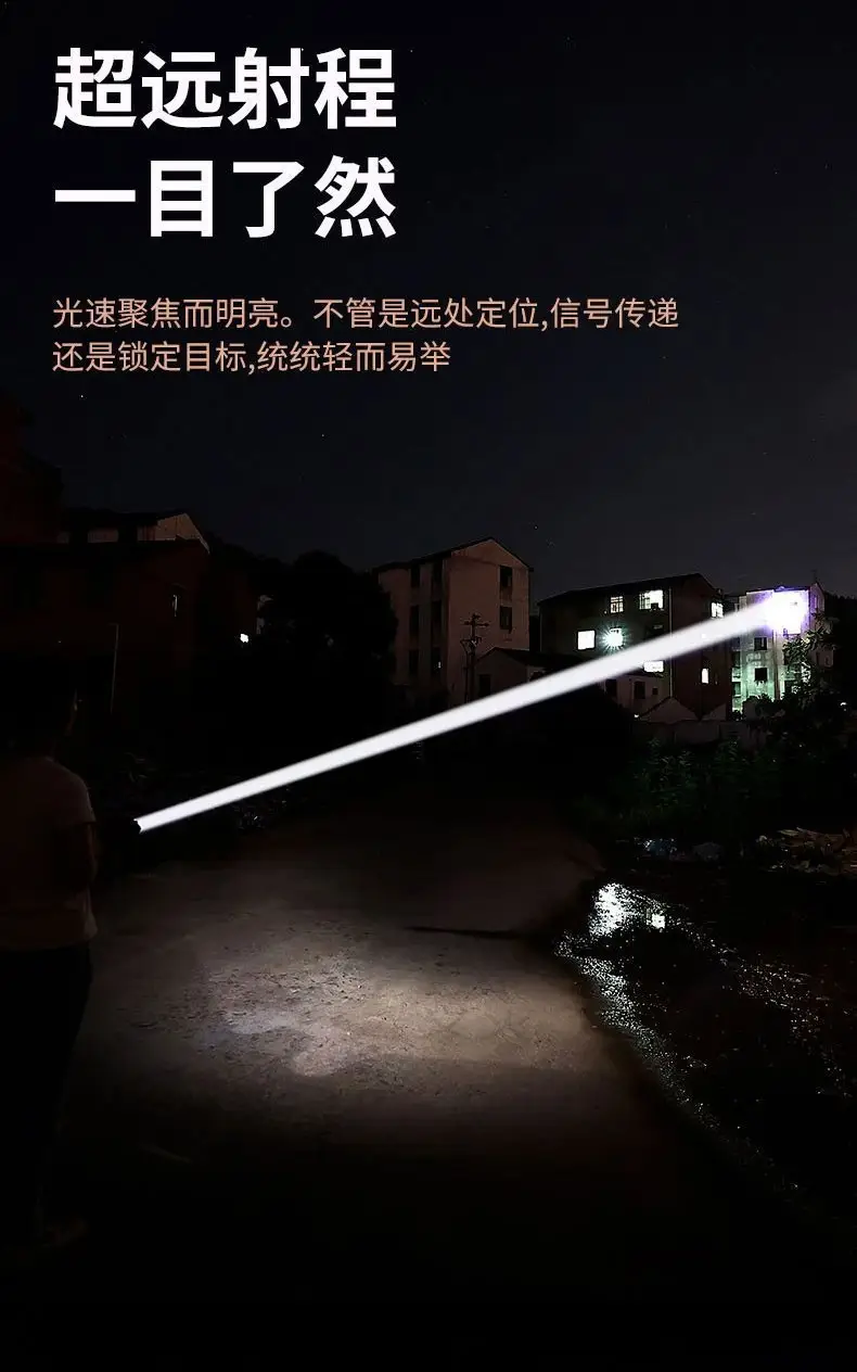 High Power Telescopic Flashlight with Laser & Type-C Charging — feature 5