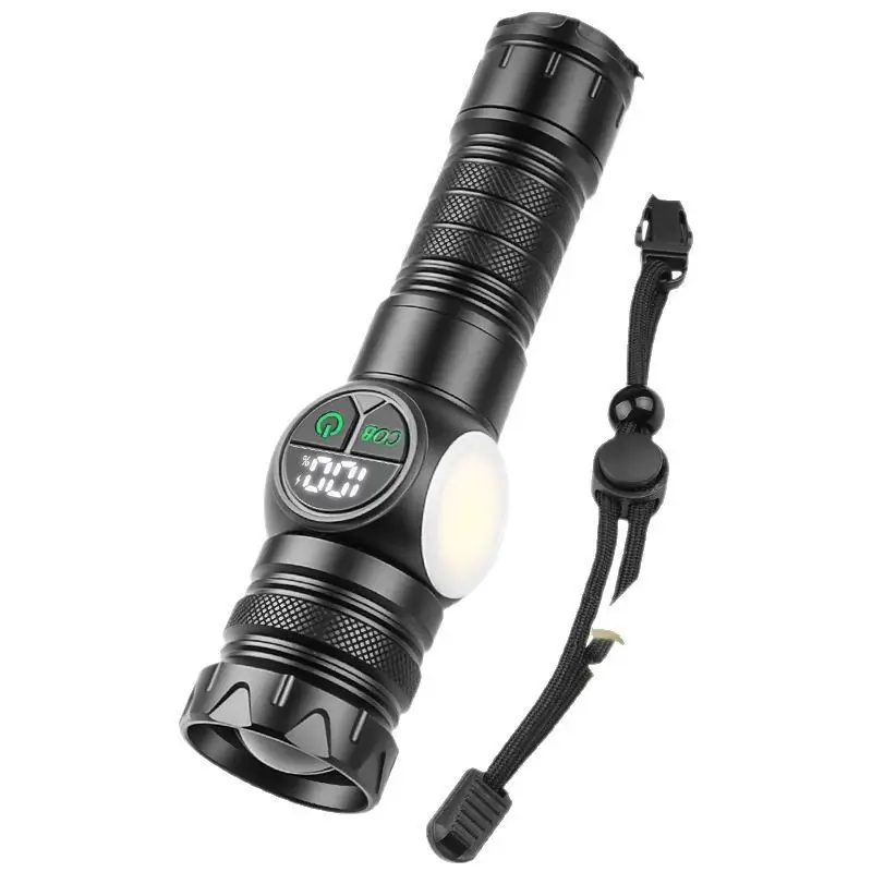High Power Telescopic Flashlight with Laser & Type-C Charging