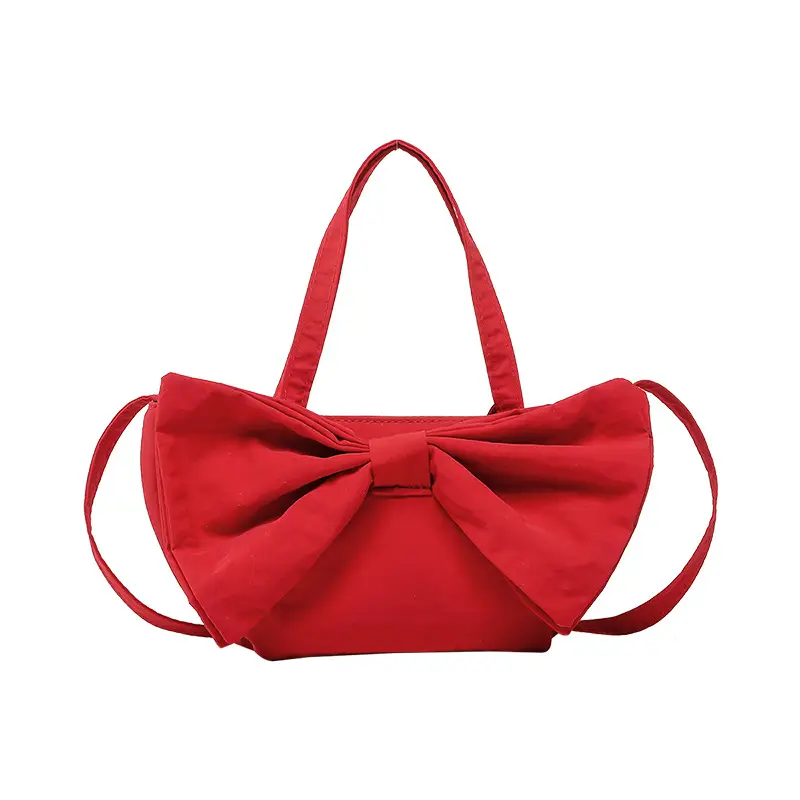 Red Bow Large Capacity Women's Canvas Shoulder Bag - Image 10