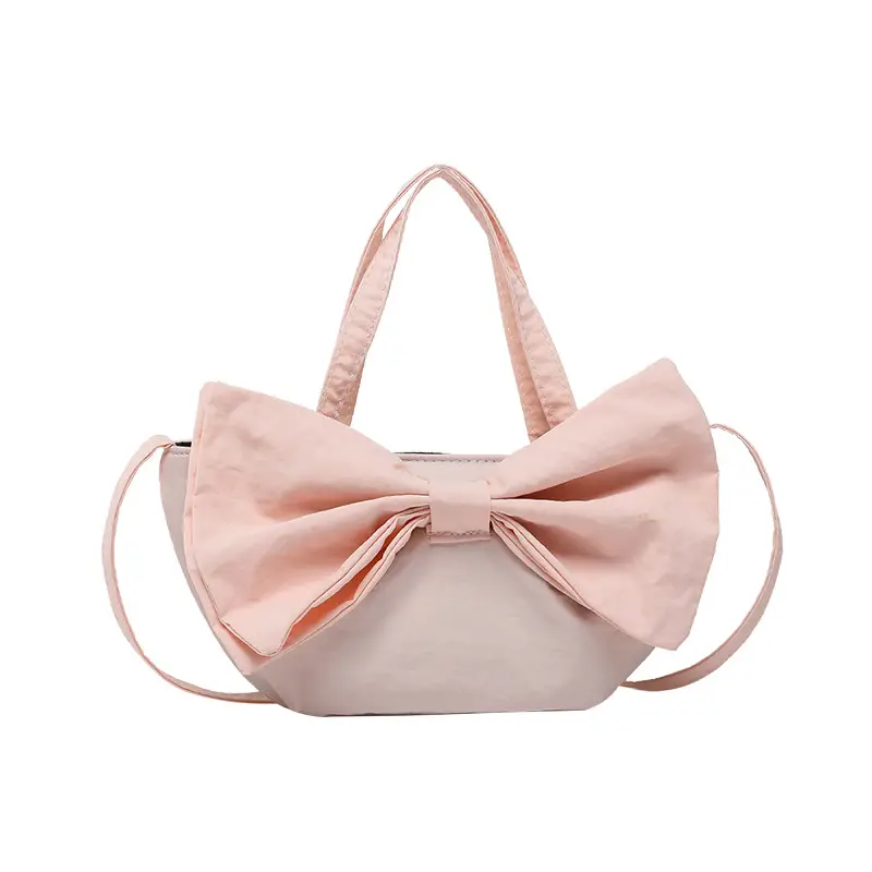 Red Bow Large Capacity Women's Canvas Shoulder Bag - Image 4