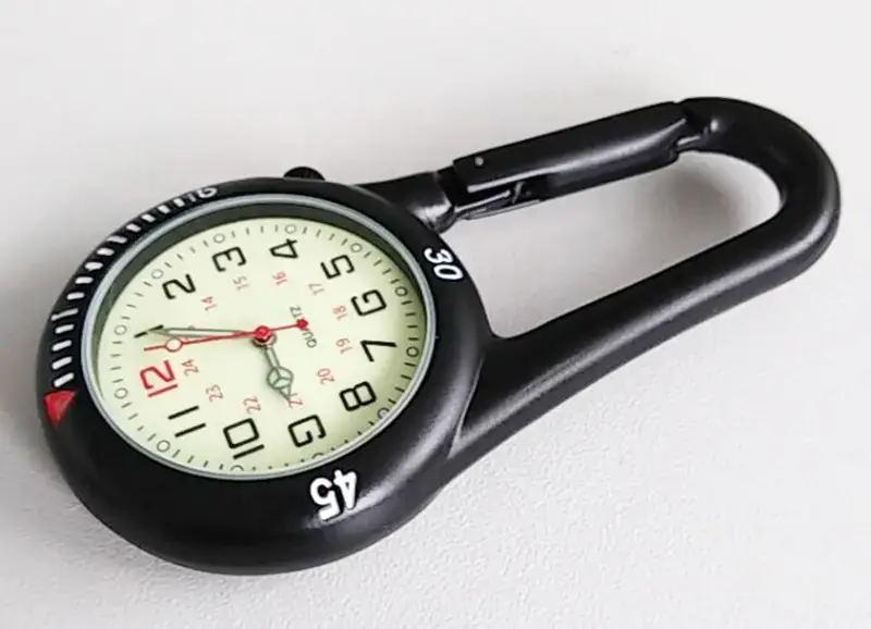 Carabiner Hanging Watch Black Quartz Pointer Sports Watch — feature 16