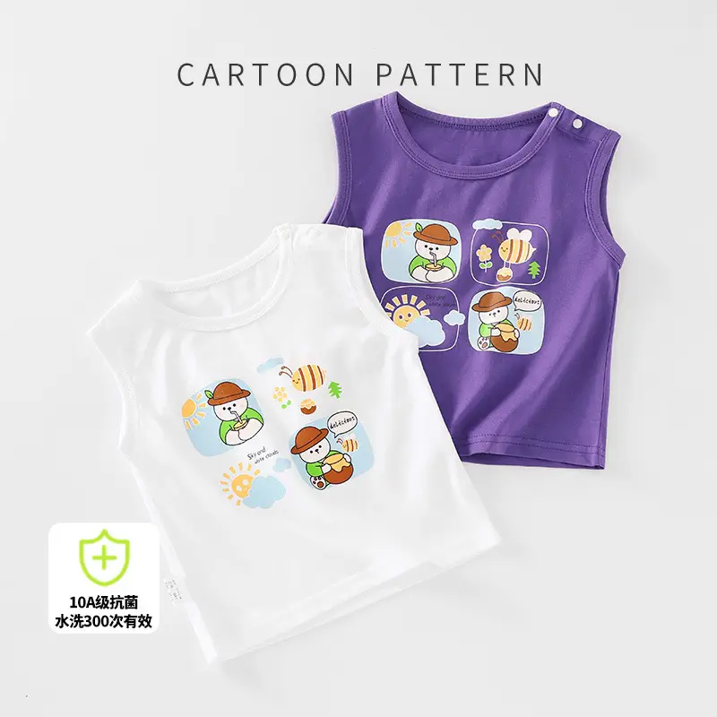 Girls Cotton Half Sleeve Top Purple White Summer - Image 3