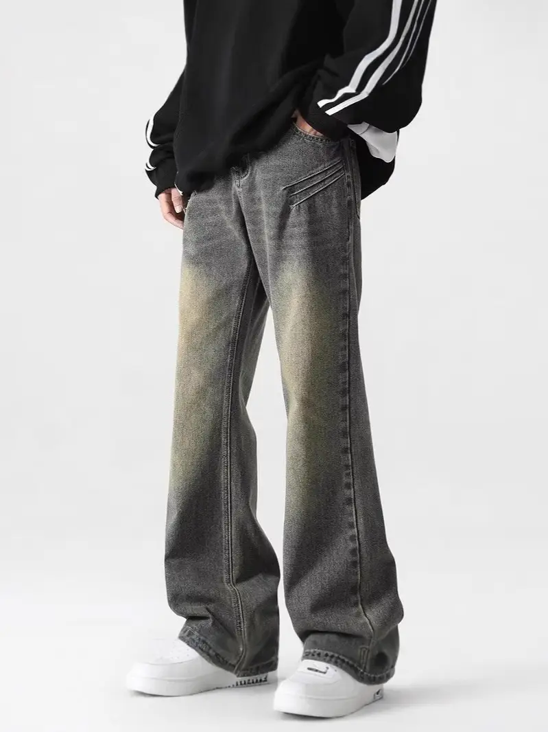 Washed Dark Blue Jeans Autumn Style Loose Casual Distressed