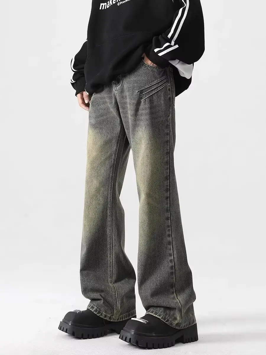 Washed Dark Blue Jeans Autumn Style Loose Casual Distressed
