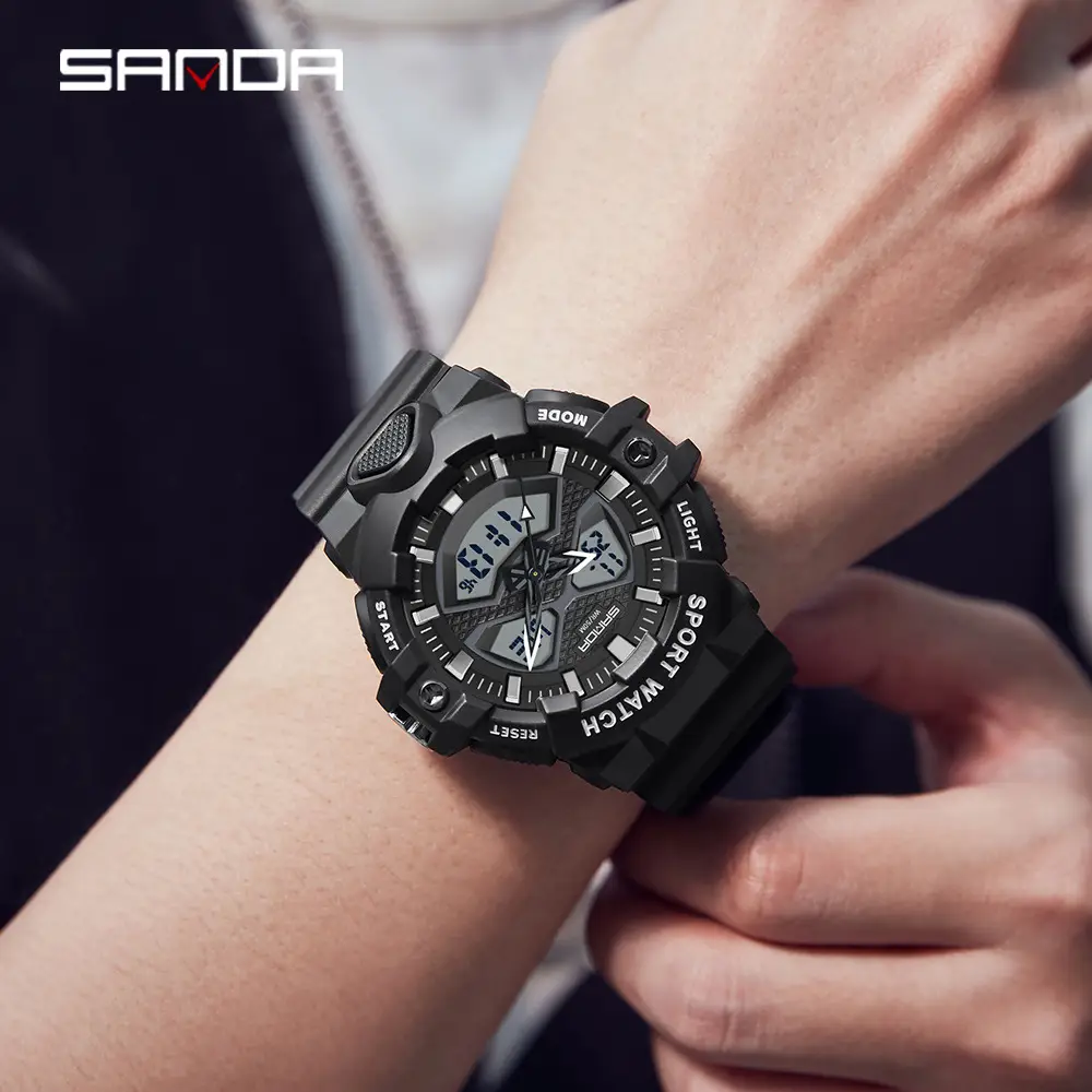 Sanda Black Multi-Functional Digital Watch for Men