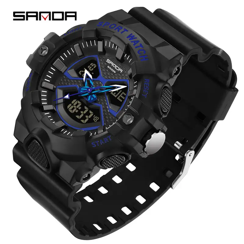 Sanda Black Multi-Functional Digital Watch for Men