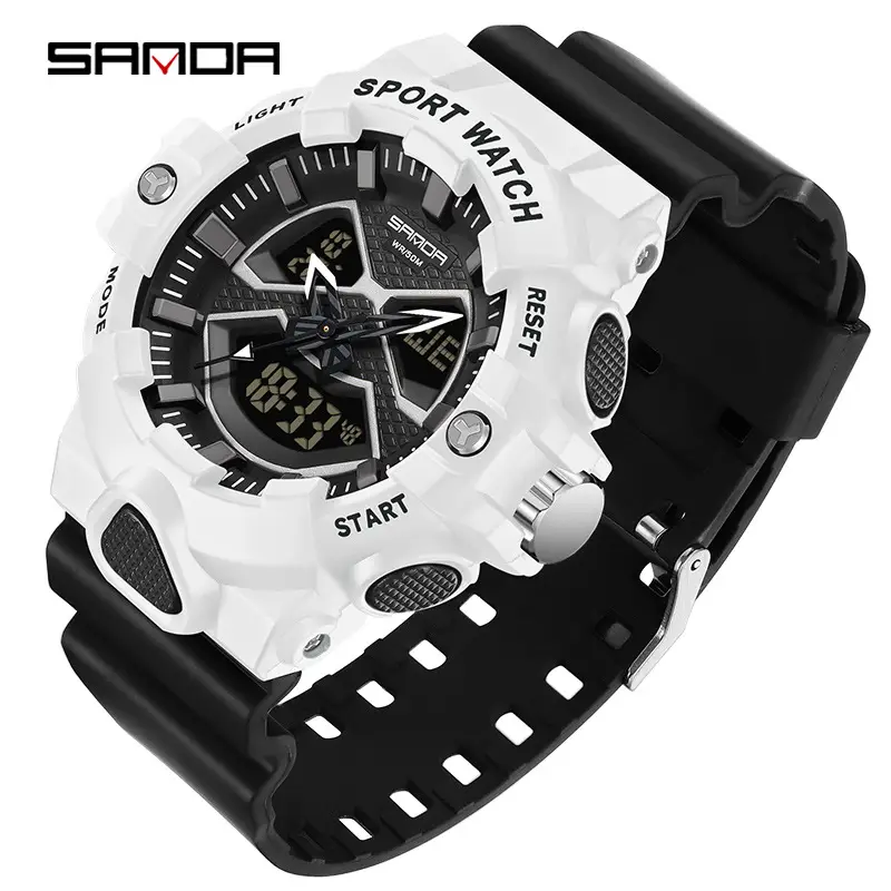 Sanda Black Multi-Functional Digital Watch for Men