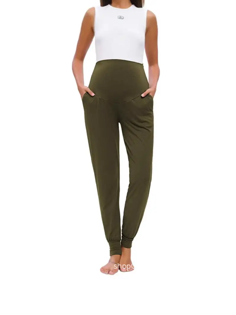 2025 Green Maternity Pants with High Waist Design - Image 12
