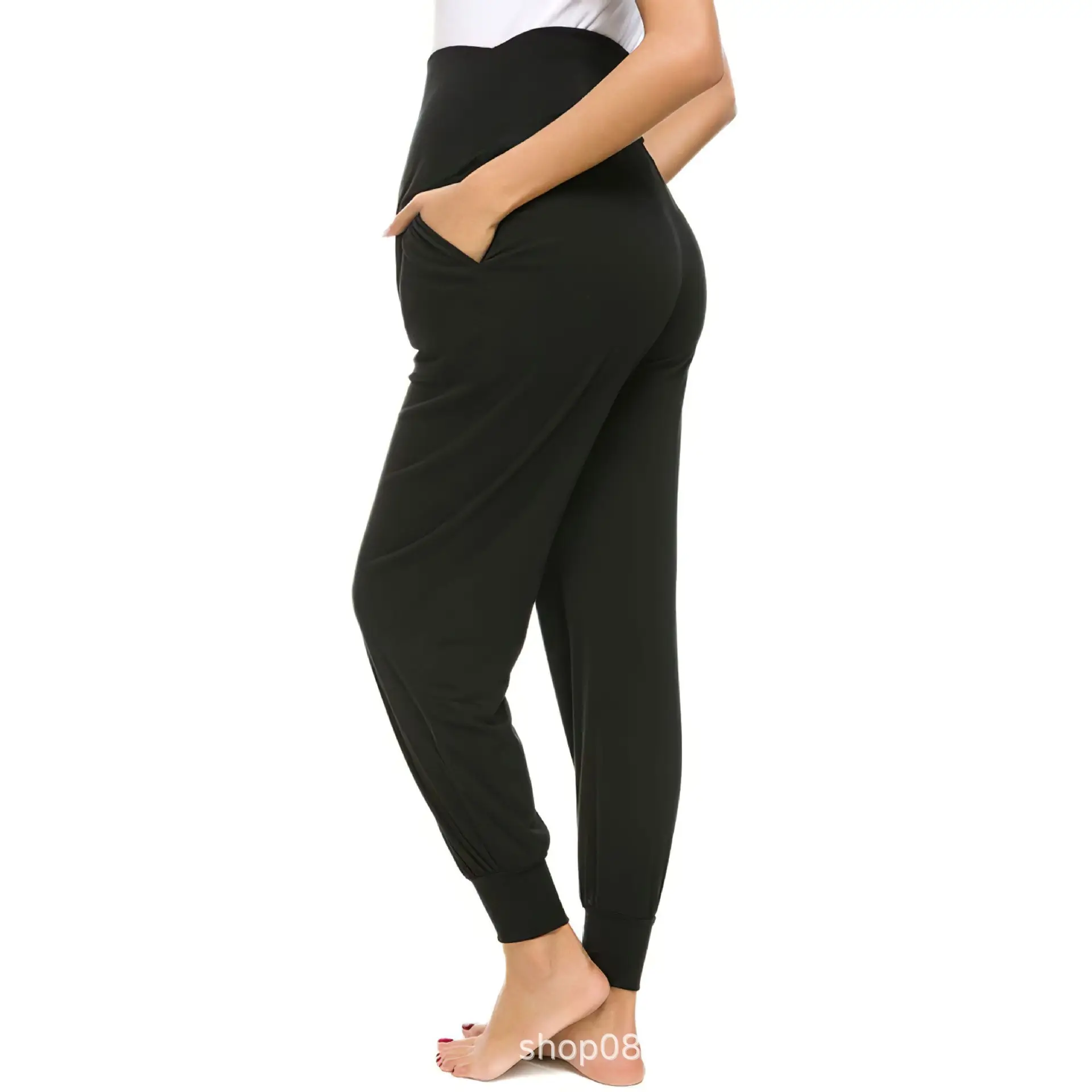 2025 Green Maternity Pants with High Waist Design - Image 3