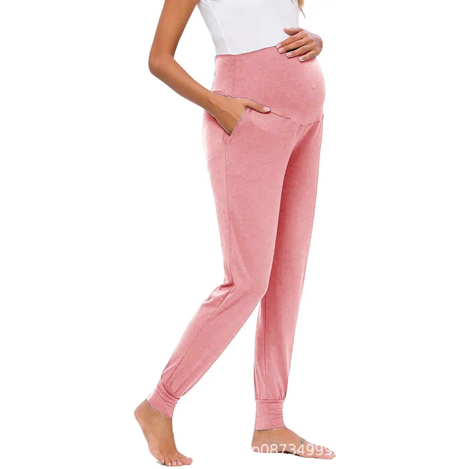 2025 Green Maternity Pants with High Waist Design - Image 4