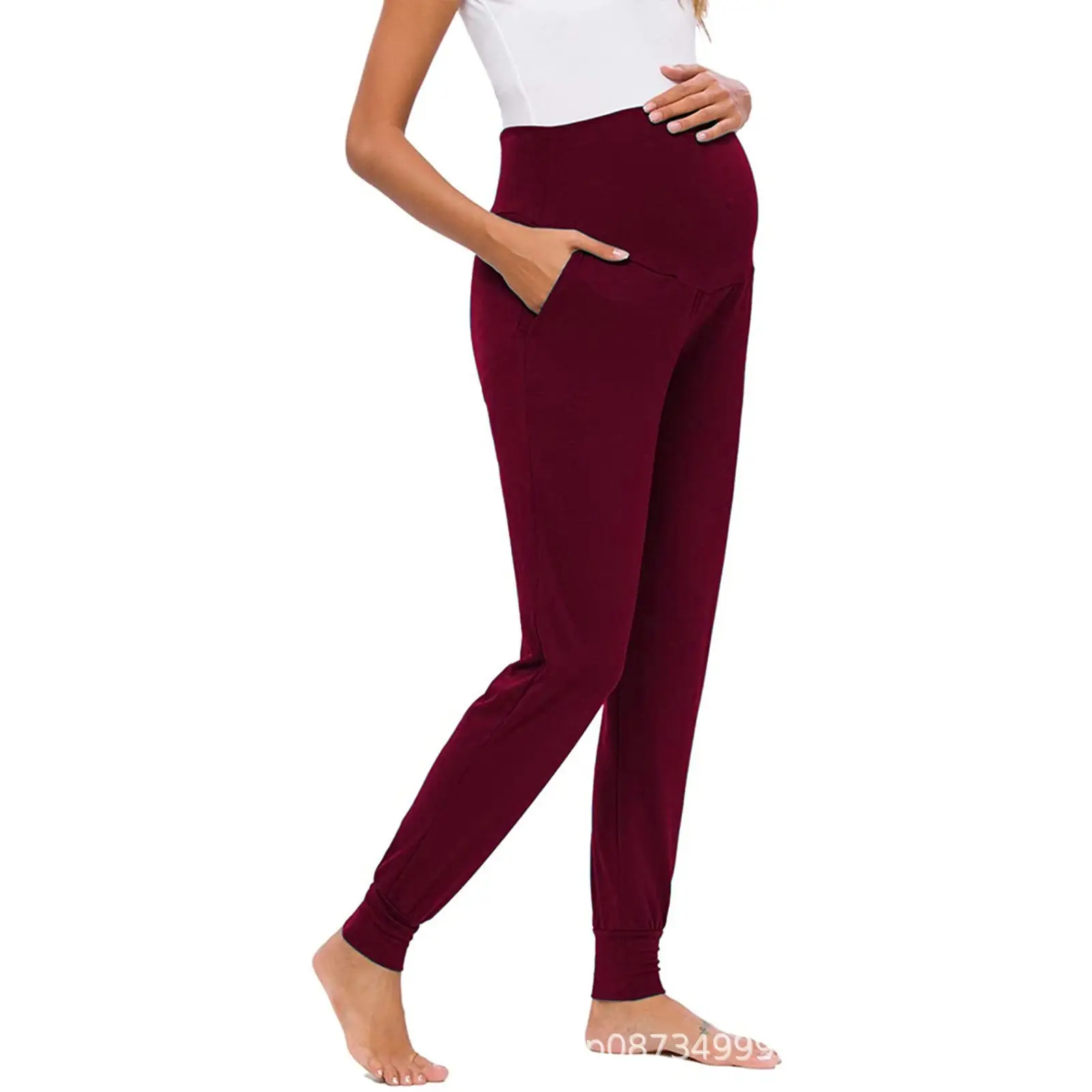 2025 Green Maternity Pants with High Waist Design - Image 5