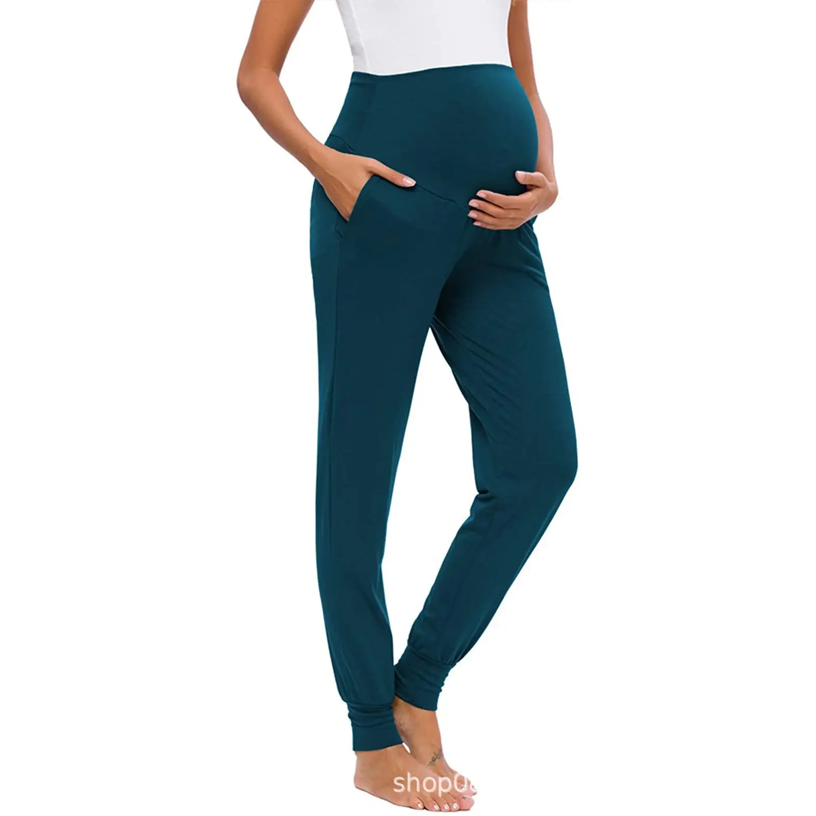 2025 Green Maternity Pants with High Waist Design - Image 7