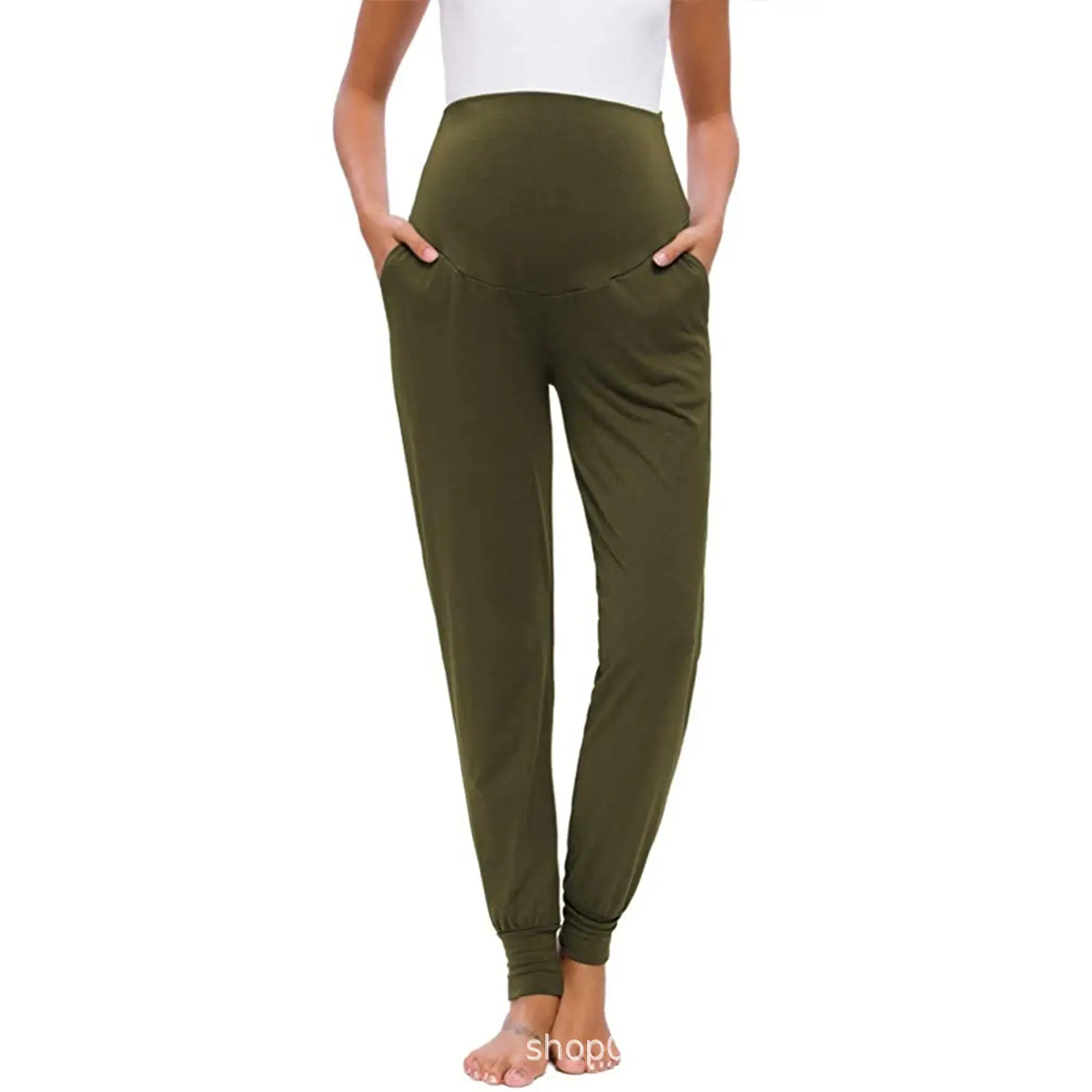2025 Green Maternity Pants with High Waist Design - Image 9