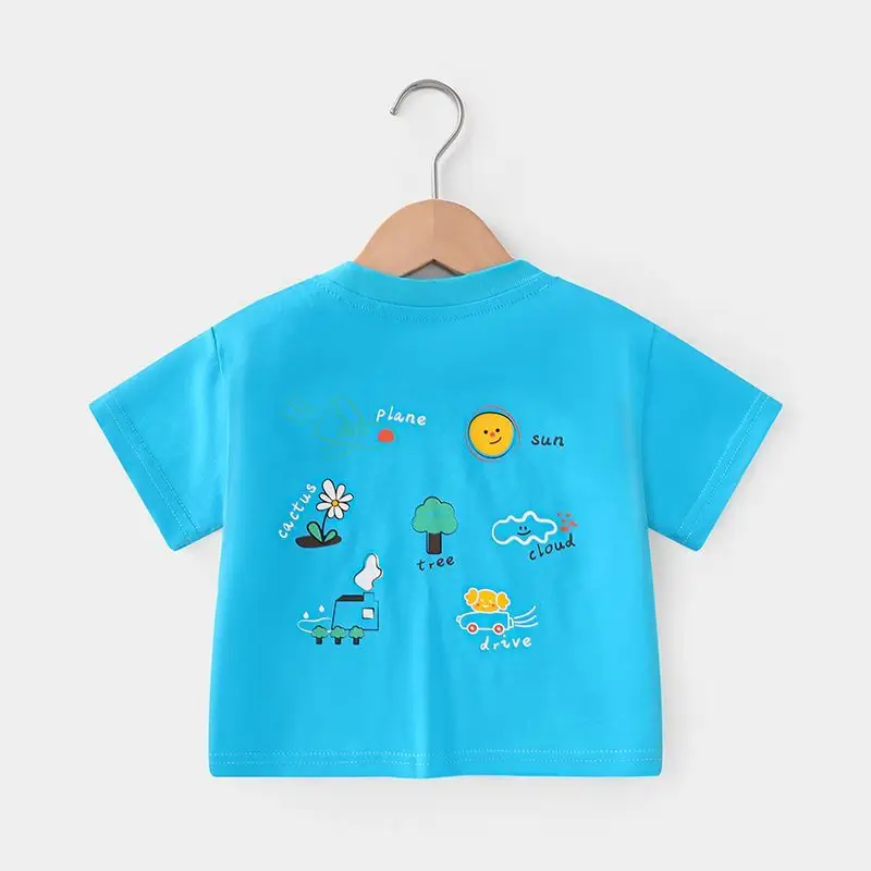 Baby Half-Sleeve T-Shirt Cartoon Print Summer Dress
