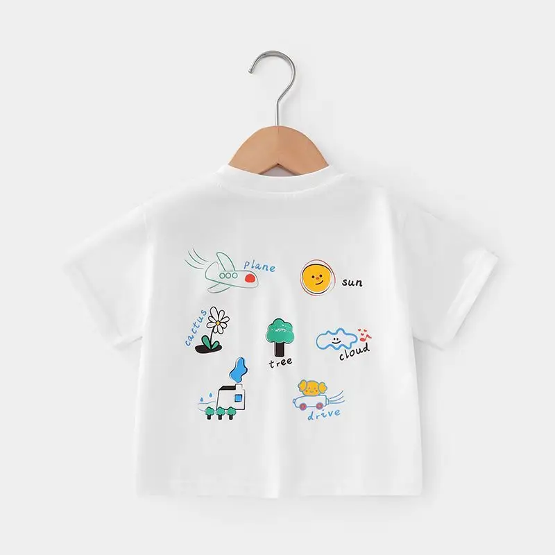 Baby Half-Sleeve T-Shirt Cartoon Print Summer Dress