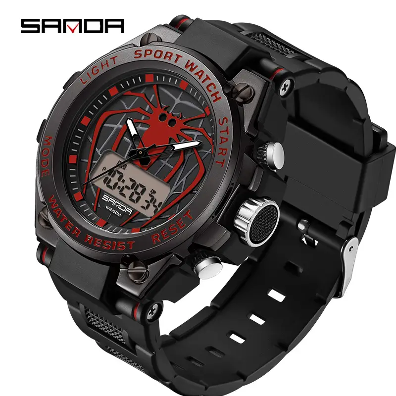 Men's Waterproof Luminous Dual Display Sports Watch Black - Image 5